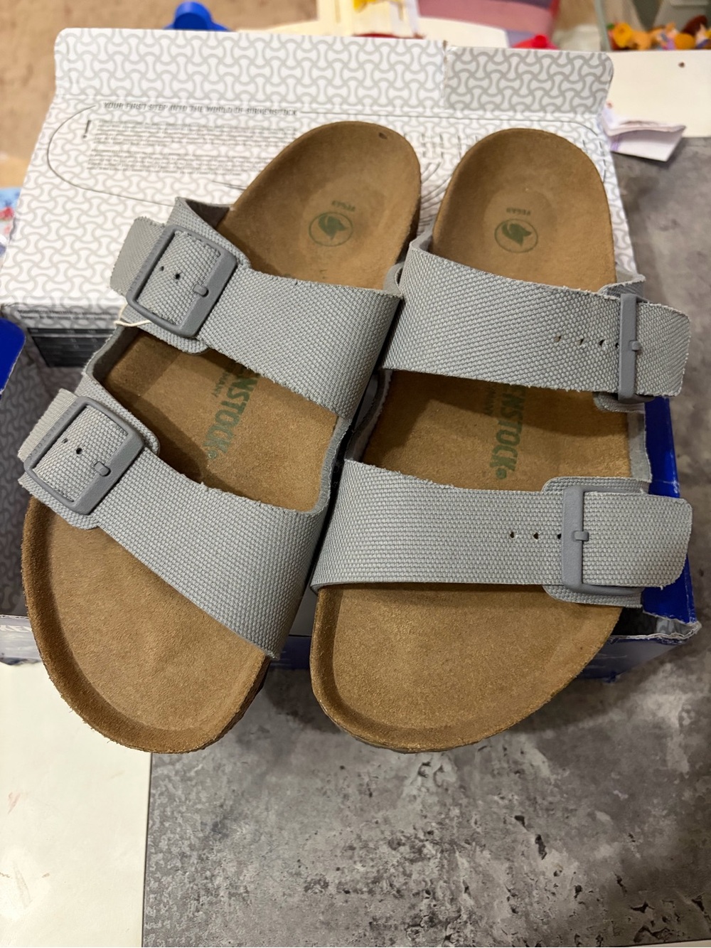 Birkenstock Light Gray Double-Buckle Sandals